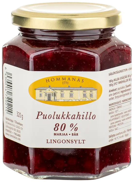 Hommanäs 320g puolukkahillo 80%
