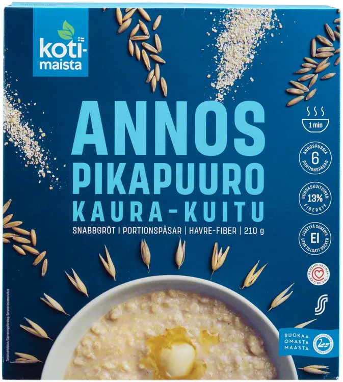 Kotimaista annospikapuuro kaurahiutale ja kuitu 210 g (6 x 35 g)