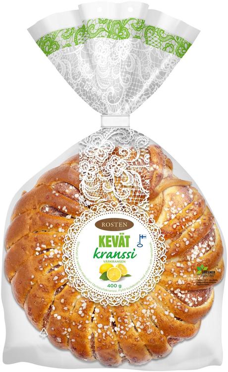 Rosten Kevätkranssi 400g sitruunan ja vaniljan makuinen pullakranssi