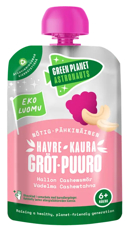 Green Planet Astronauts LUOMU pähkinäinen kaurapuuro vadelma 100g 6kk+