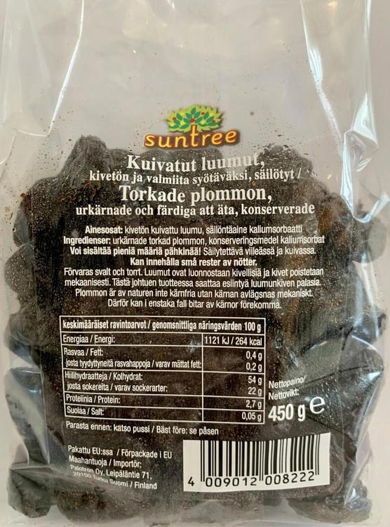 Kivetön kuivattu luumu 450g