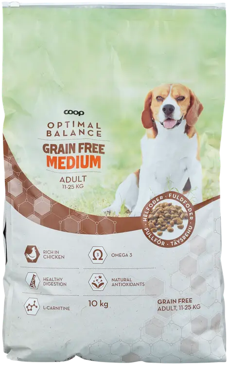 Coop Optimal keskikokoisen koiran kuivaruoka viljaton 10 kg