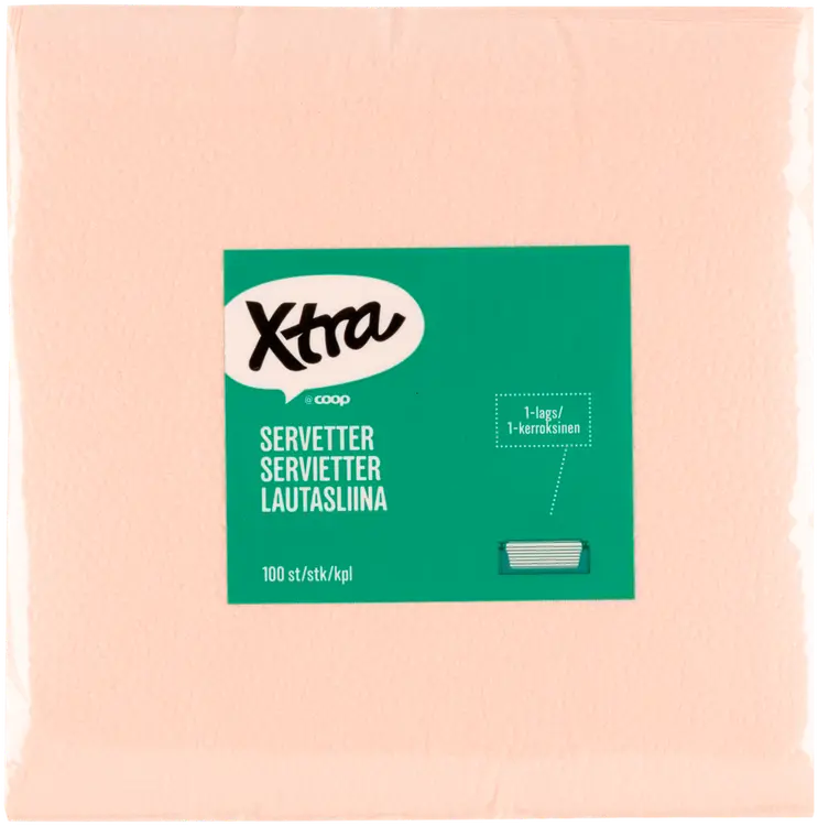 Xtra lautasliina vaaleanpunainen 33x33 cm 100 kpl