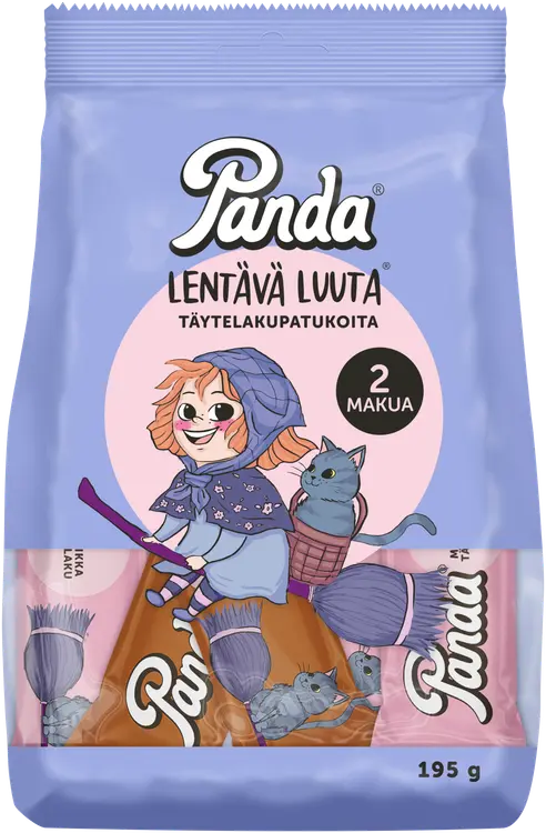 Panda Lentävä Luuta suklaan- ja mansikanmakuinen täyte lakritsipatukka 195