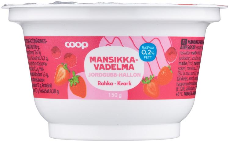 Coop mansikka-vadelmarahka 0,2 % 150 g