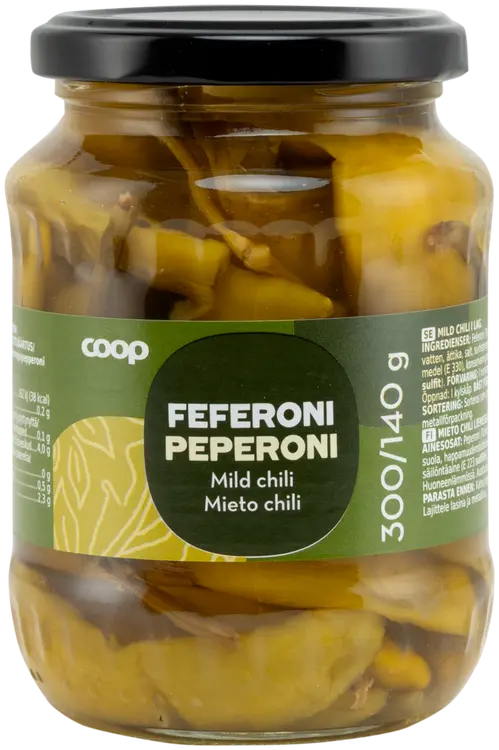 Coop peperoni mieto chili liemessä 300/140 g