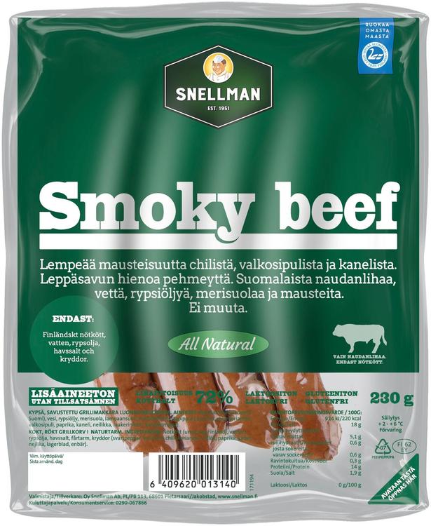 Snellman All natural Smoky beef grillimakkara 230g