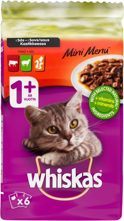 Whiskas 1+ Mini Menu Sekalajitelma kastikkeessa (6 x 50 g)
