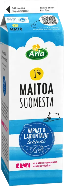 Arla 1% maito 1 L Suomesta