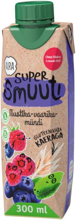 AURA SMOOTHIE supersmuuti kaeraga mustika-vaarika-mündi 300 ml