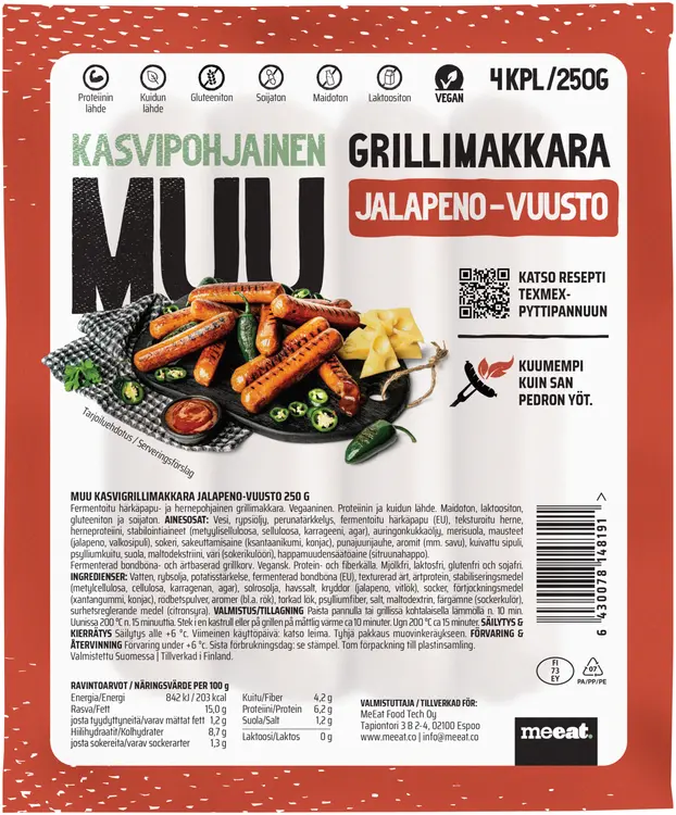 MUU Kasvigrillimakkara Jalapeno-vuusto 250 g