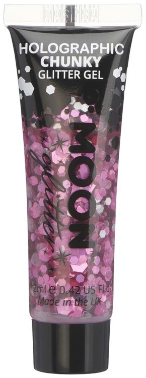 Holografinen pinkki glittergeeli suuri kimalle 12 ml