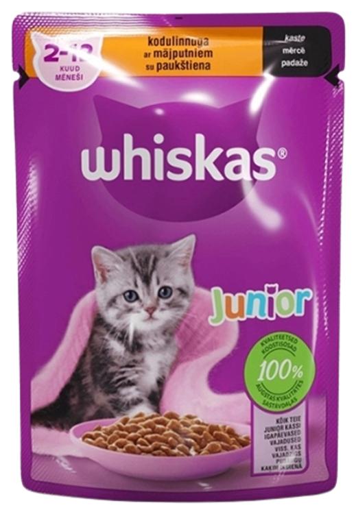 Whiskas Juunior 85g märgtoit kodulinnuga