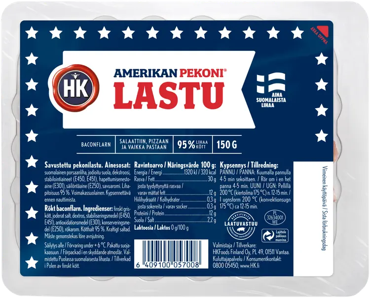 HK Amerikan Pekoni® Lastu 150 g