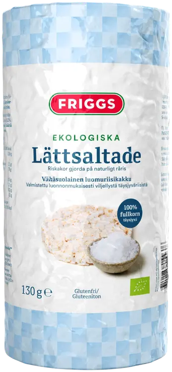 Friggs Vähäsuolainen Gluteeniton Luomuriisikakku 130g