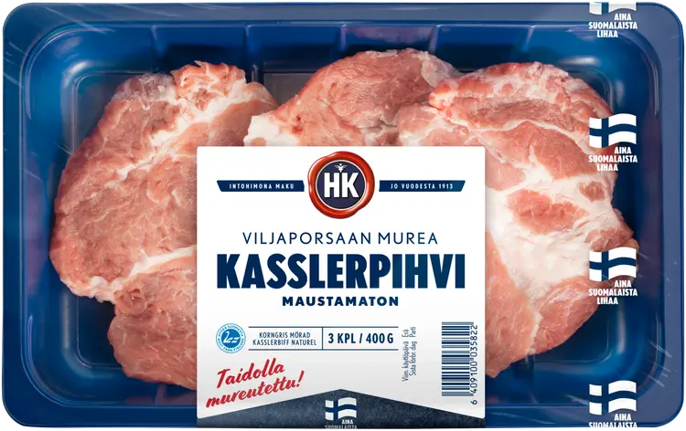 HK Viljaporsaan murea kasslerpihvi maustamaton 400g
