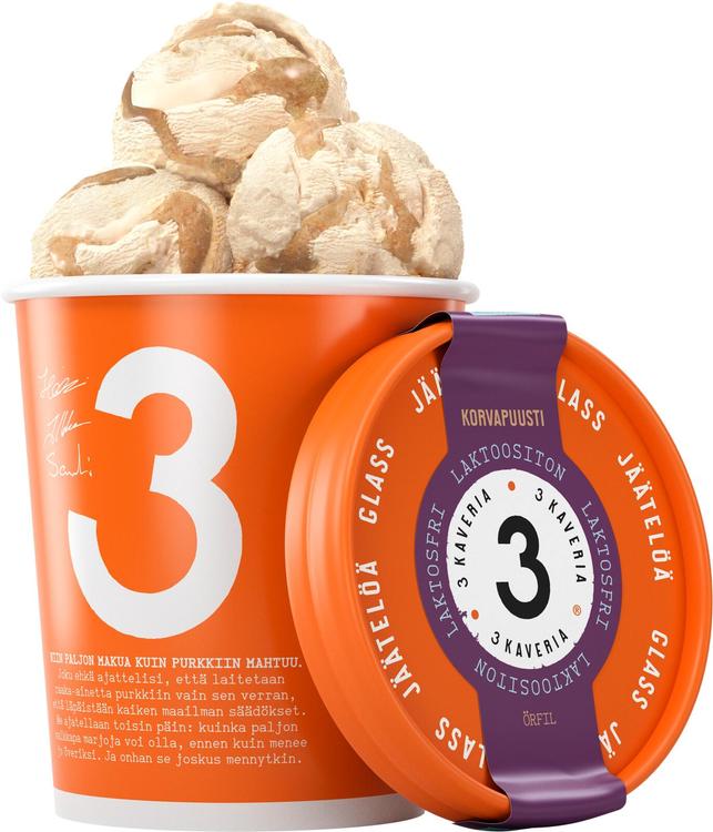 3 Kaveria Laktoositon Korvapuusti jäätelö 500ml/400g