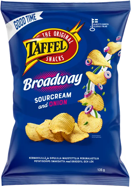 Taffel Broadway sourcream & onion maustettu sipsi 135g