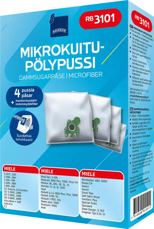 Rainbow pölypussi RB3101 4kpl + moottorisuodatin