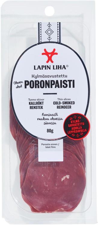 Lapin Liha Ohuen ohut kylmäsavustettu poronpaisti 80 g