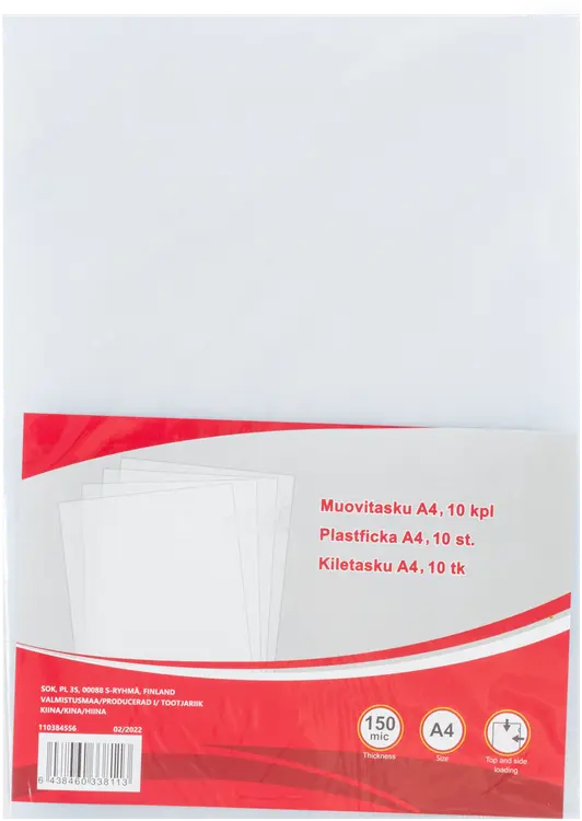 Muovitasku A4 10 kpl