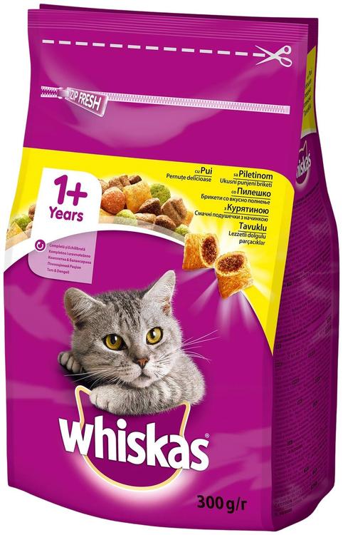 Whiskas kuivtoit täiskasvanud kassidele kanaga  300g