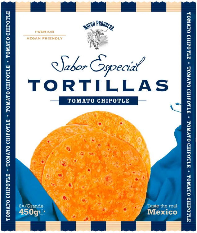 Nuevo Progreso Tortilla Tomaatti Chipotle 6kpl iso 450g
