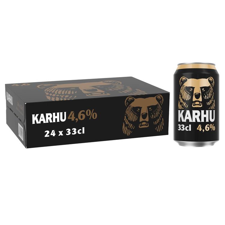 24-pack Karhu Lager olut 4,6% tölkki 0,33 L