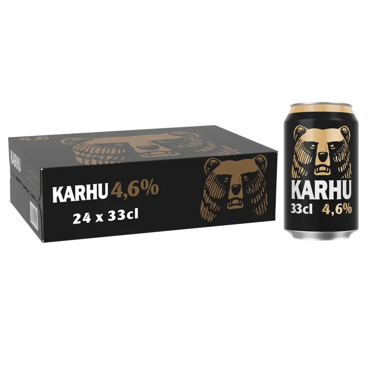 24-pack Karhu Lager olut 4,6% tölkki 0,33 L