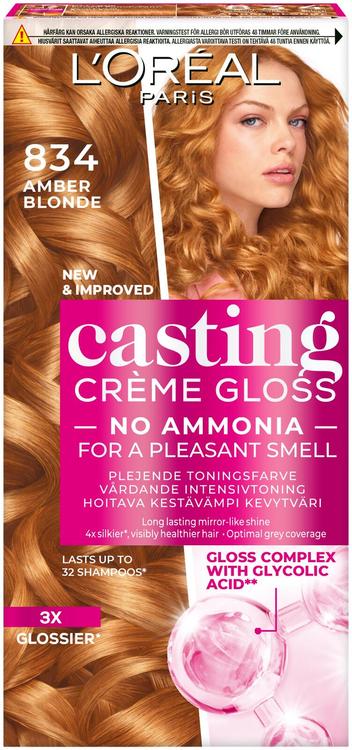 L'Oréal Paris Casting Crème Gloss 834 Caramel Blonde Luonnonvaalea Kuparikulta kevytväri 1kpl