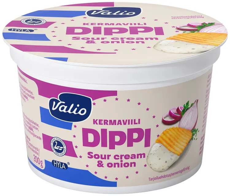 Valio kermaviilidippi Sour cream & onion 200 g HYLA®