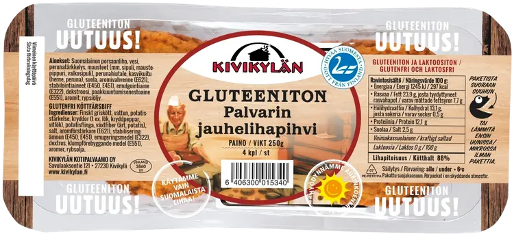 Kivikylän Palvarin Gluteeniton Jauhelihapihvi 250 g