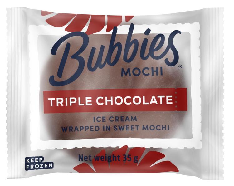 Bubbies Kolmen suklaan mochi. Suklaajäätelöä makeassa riisitaikinassa 35g