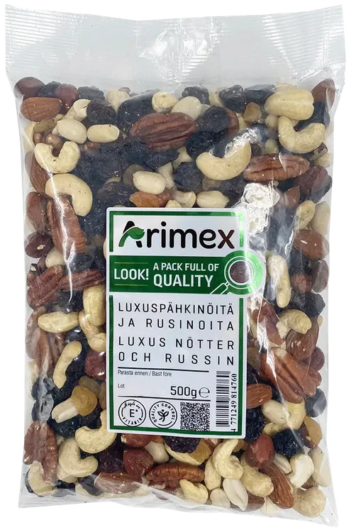 Arimex Luxuspähkinöitä ja rusinoita 500g
