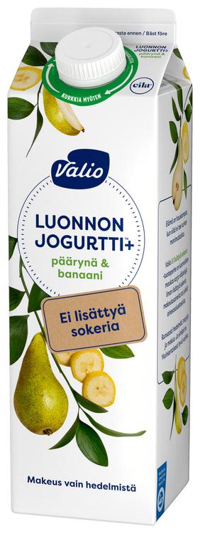 Valio Luonnonjogurtti+™ päärynä & banaani 1 kg ei lisättyä sokeria, laktoositon