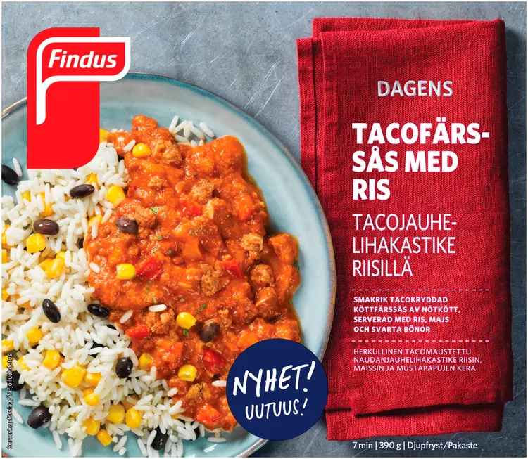Findus Dagens Tacojauhelihakastike riisillä 390g
