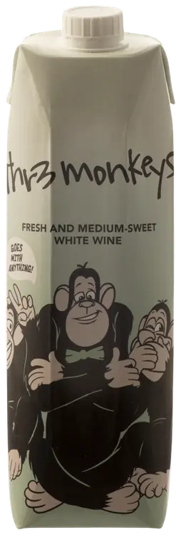 Thr3 Monkeys Fresh&Medium Sweet White valkoviini 8 til-% 1 L tlk