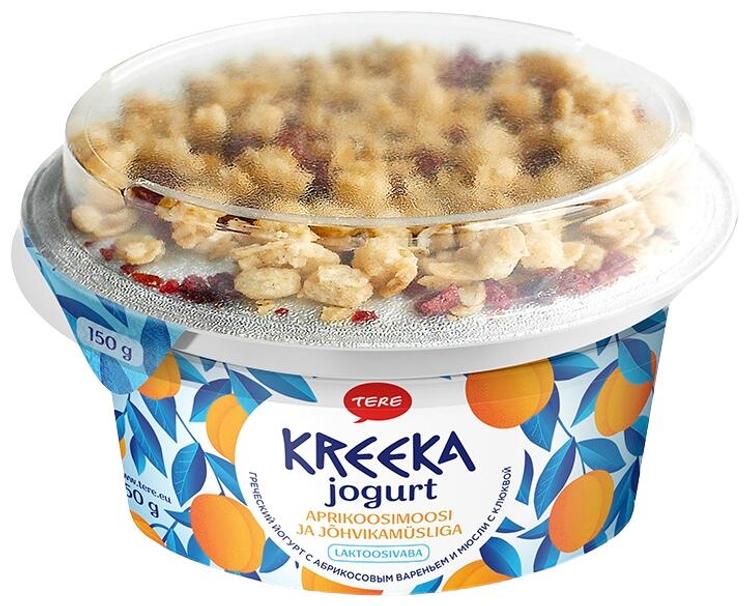 Aprikoosimoosi ja jõhvikamüsliga kreeka jogurt, 150 g