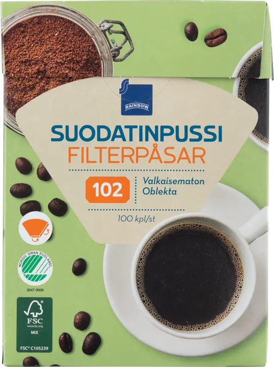 Rainbow 100kpl suodatinpussi valkaisematon 102