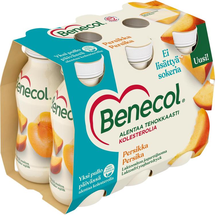 Benecol 6x100g jogurttijuoma persikka laktoositon kolesterolia alentava