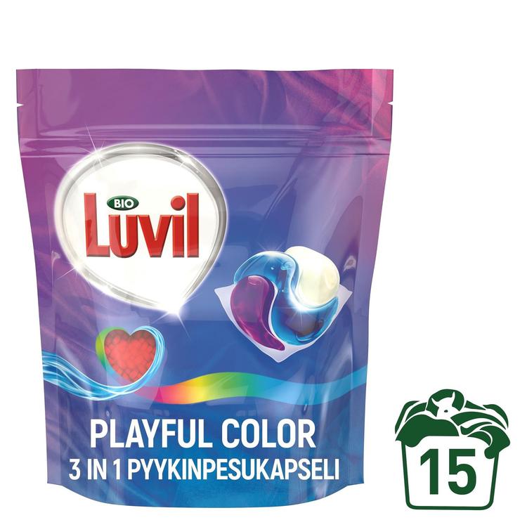 Bio Luvil Color Pyykinpesukapseli Värillisille vaatteille 15 kpl 15 pesua