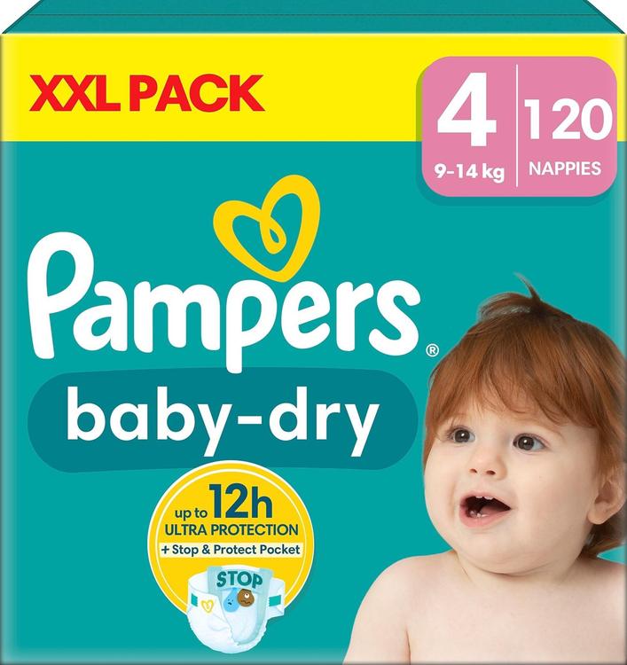 Pampers BabyDry S4 9-14kg 120kpl vaippa