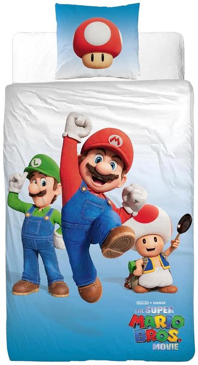 Super Mario Lasten pussilakanasetti 150x210+50x60, sininen
