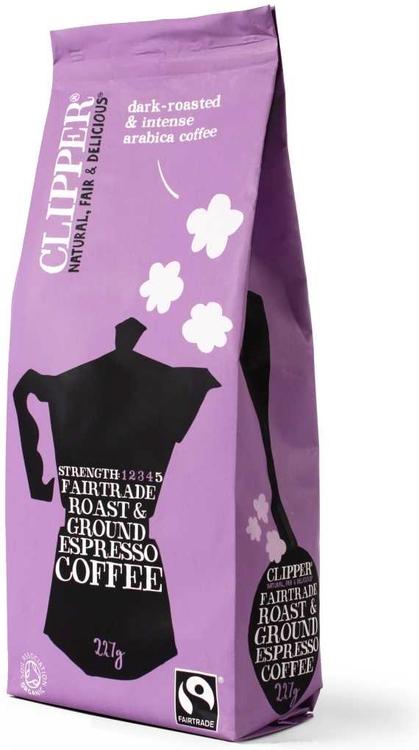Clipper Luomu Espresso Arabica kahvi 227g Reilu Kauppa