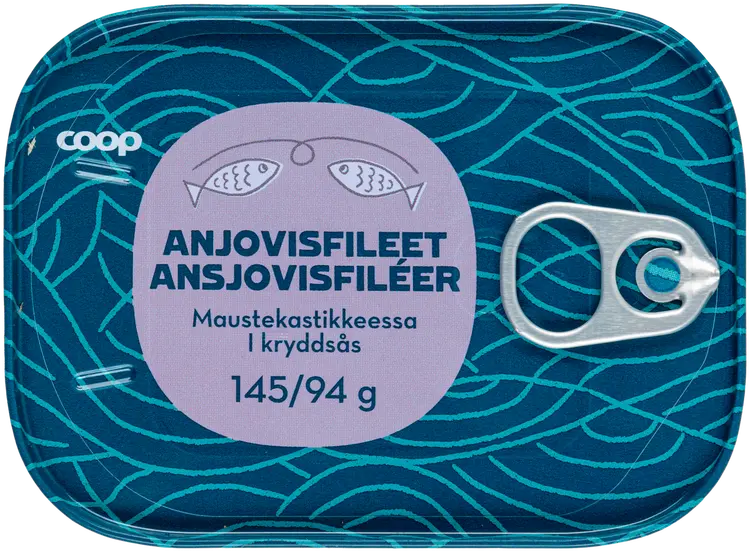 Coop anjovisfileet maustekastikkeessa 145/94 g