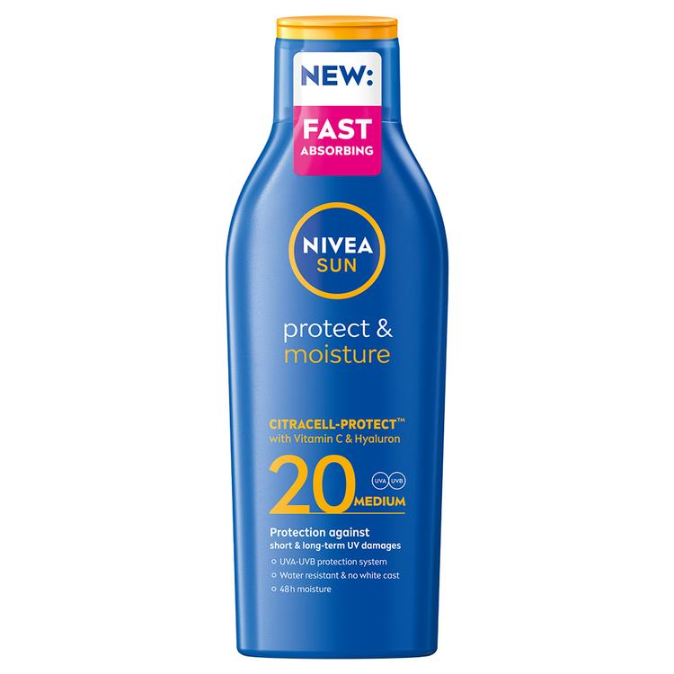 NIVEA SUN 200ml Protect & Moisture Sun Lotion SK20 -aurinkosuojavoide
