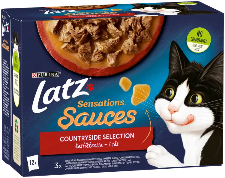 Latz Sensations Sauces 12x85g Countryside lajitelma kastikkeessa 4 varianttia kissanruoka
