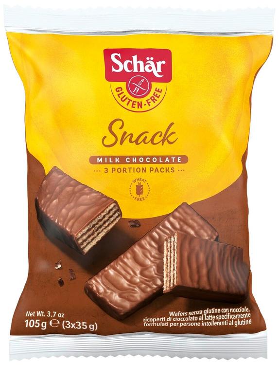 Schär Snack hasselpähkinäsuklaavohveli 105g GTON