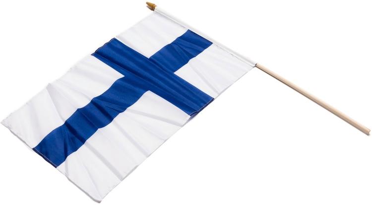 Suomi kannatuslippu 30x45cm, tikku 60cm