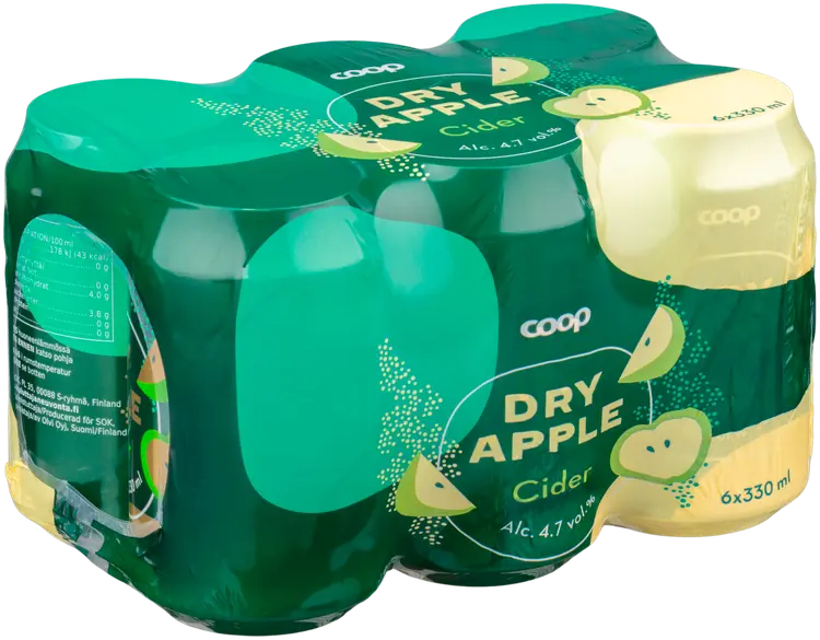 6xCoop kuiva omenasiideri 4,7% 0,33 l tlk